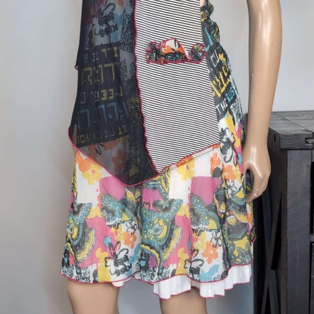 Tricotto Multicolor Patchwork Sleeveless Dress Wo… - image 3